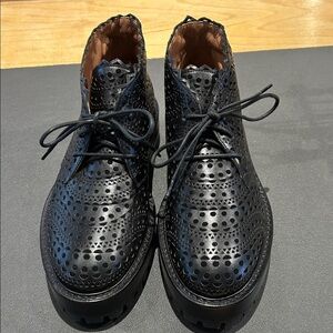 Alaia Leather Laser Cut Lace-Up  Boots Womens size 38